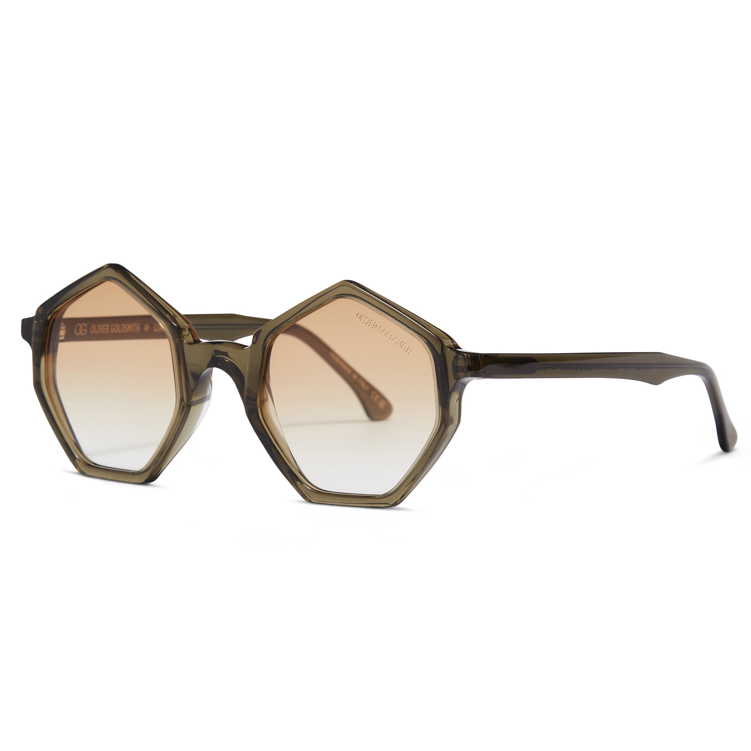 Side View of Dark Olive Hexagon Sunglasses