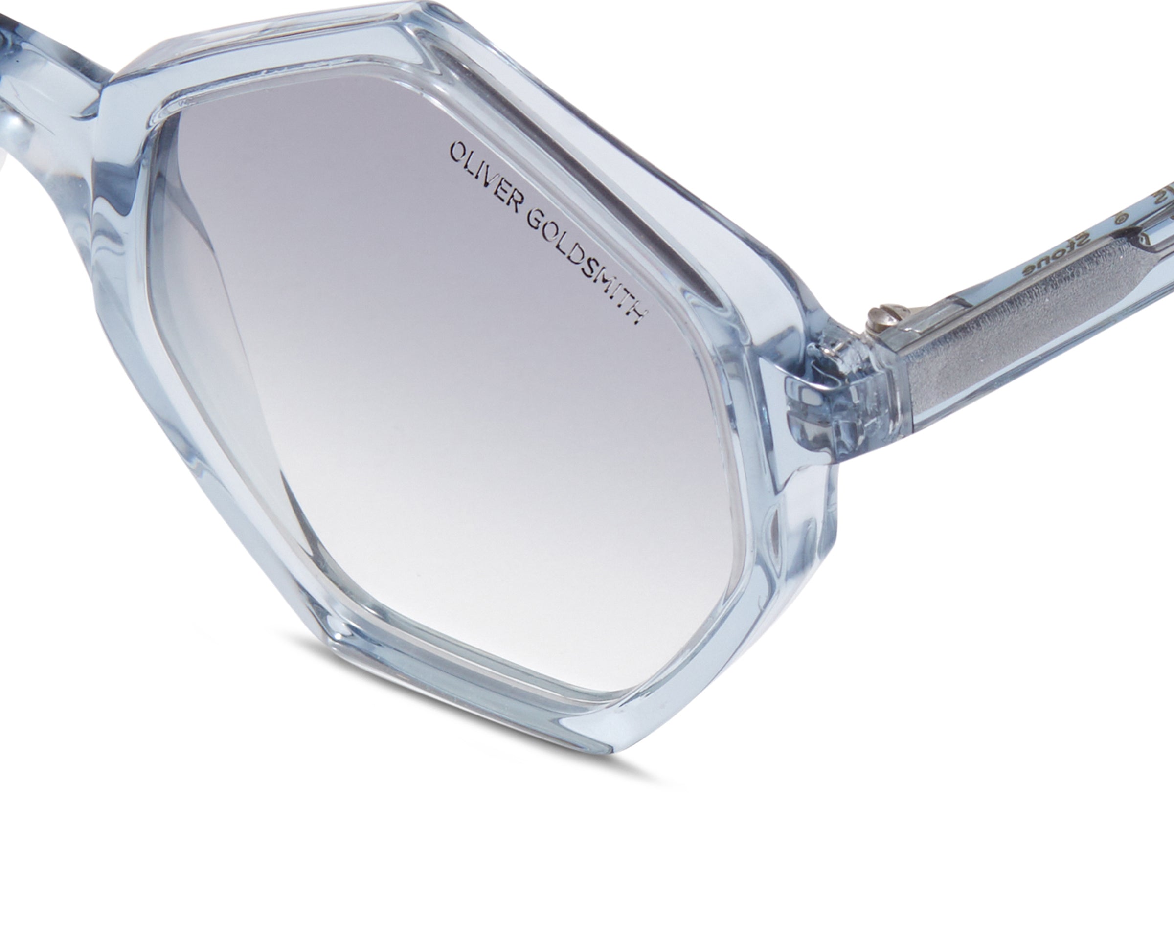 Close Up View of Light Blue Hexagon Sunglasses with light Lens Tint nopadding