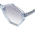 Close Up View of Light Blue Hexagon Sunglasses with light Lens Tint nopadding