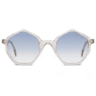 Transparent Framed Hexagon Sunglasses with light blue lens Tint