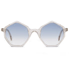 Transparent Framed Hexagon Sunglasses with light blue lens Tint