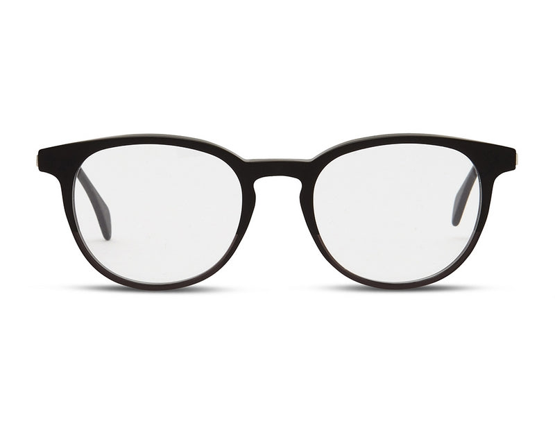 A pair of black Avery glasses on a white background.