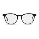 A pair of black Avery glasses on a white background.