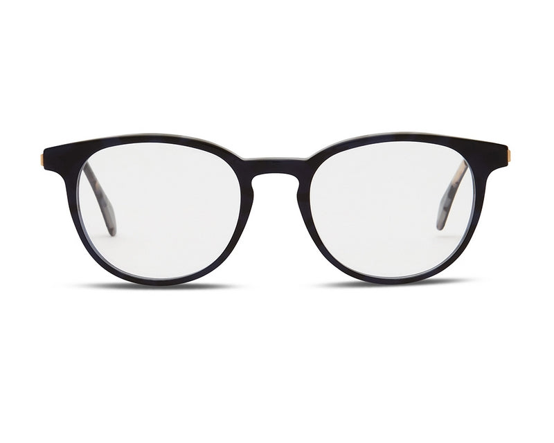 A pair of Avery glasses with clear lenses on a white background.