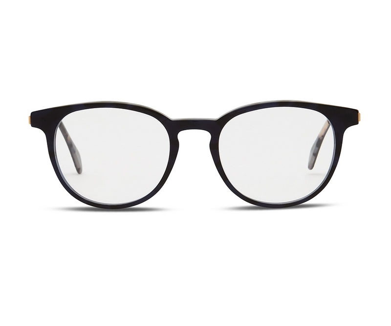 A pair of Avery glasses with clear lenses on a white background.