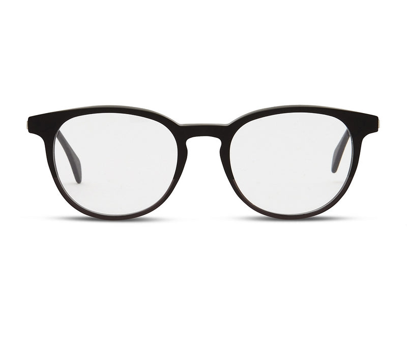 A pair of black Avery glasses on a white background.