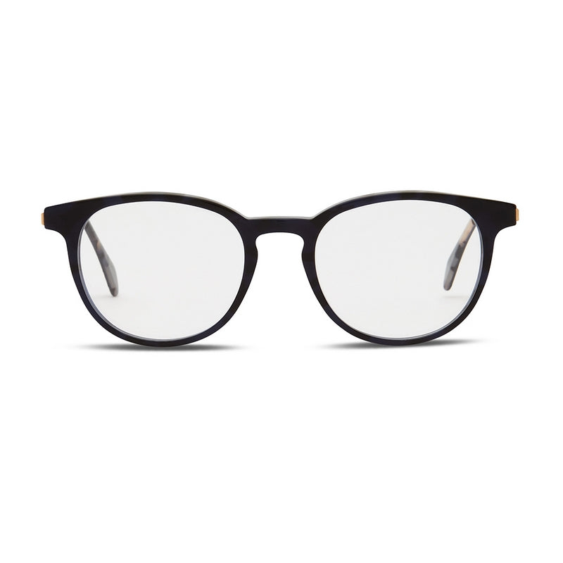 A pair of Avery glasses with clear lenses on a white background.